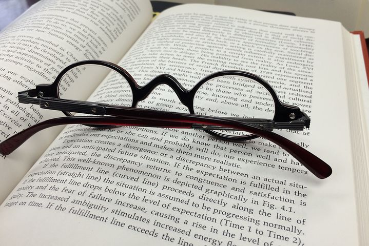 eyeglasses and a book