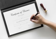 Certificate of Divorce being signed